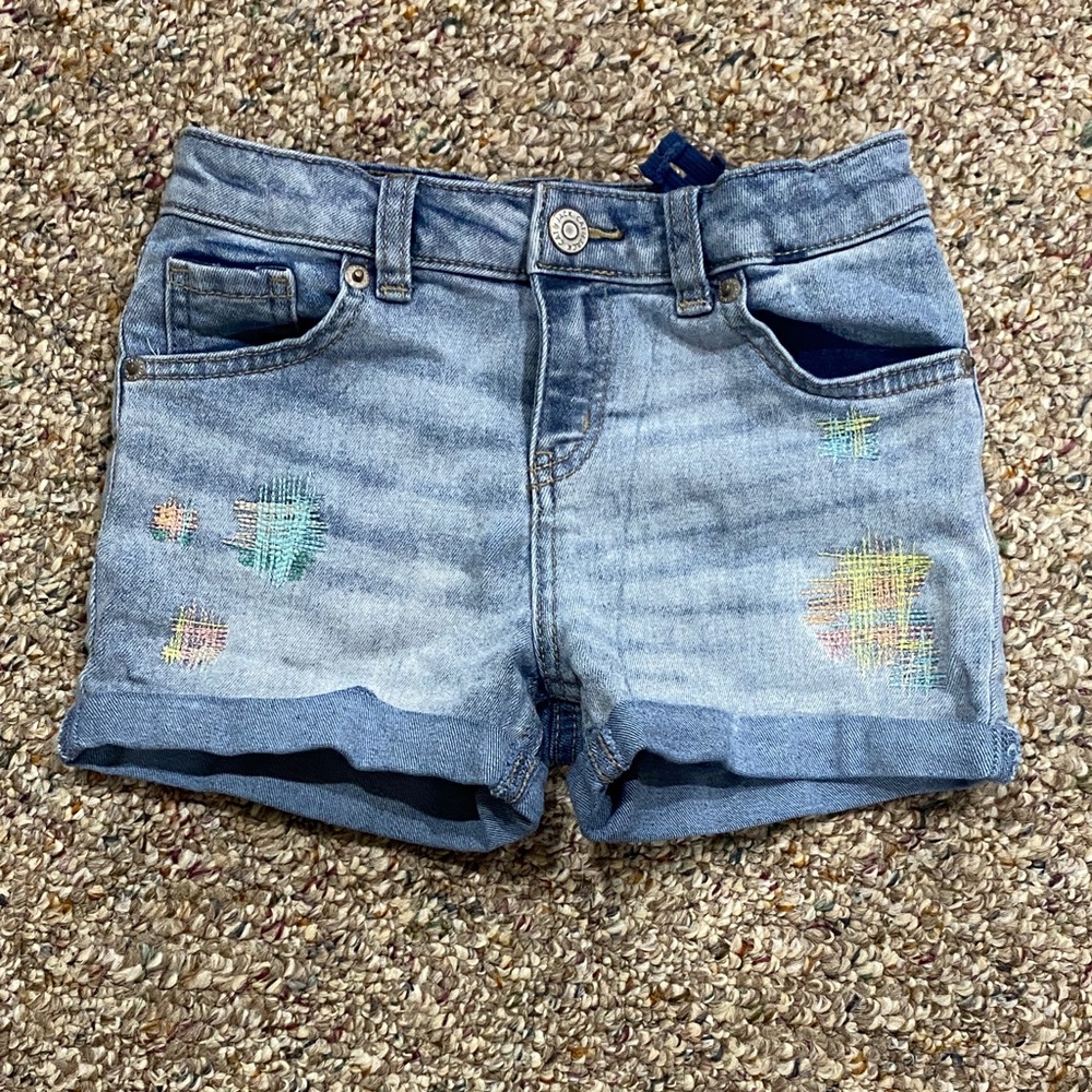 3/$10 Cat & Jack Kids Distressed Denim Shorts with embroidery detail